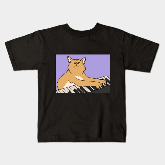 Pianist Cat Kids T-Shirt by maxdax